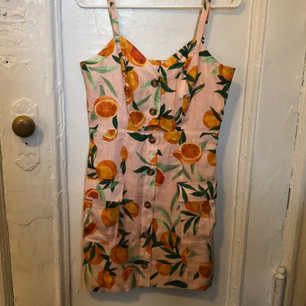 Linen Clementine Print Dress